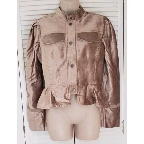 NEW FREE PEOPLE BALLET RACER VELVET CHAMPAIGN JACKET SZ XS - Picture 6 of 14